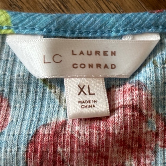 Lauren Conrad Blue Red Floral Short Sleeve Top Casual Women's Size Extra… - Picture 10 of 12